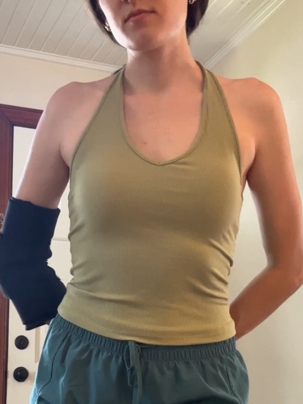 American Eagle Women’s Green Ribbed Halter Tank Top